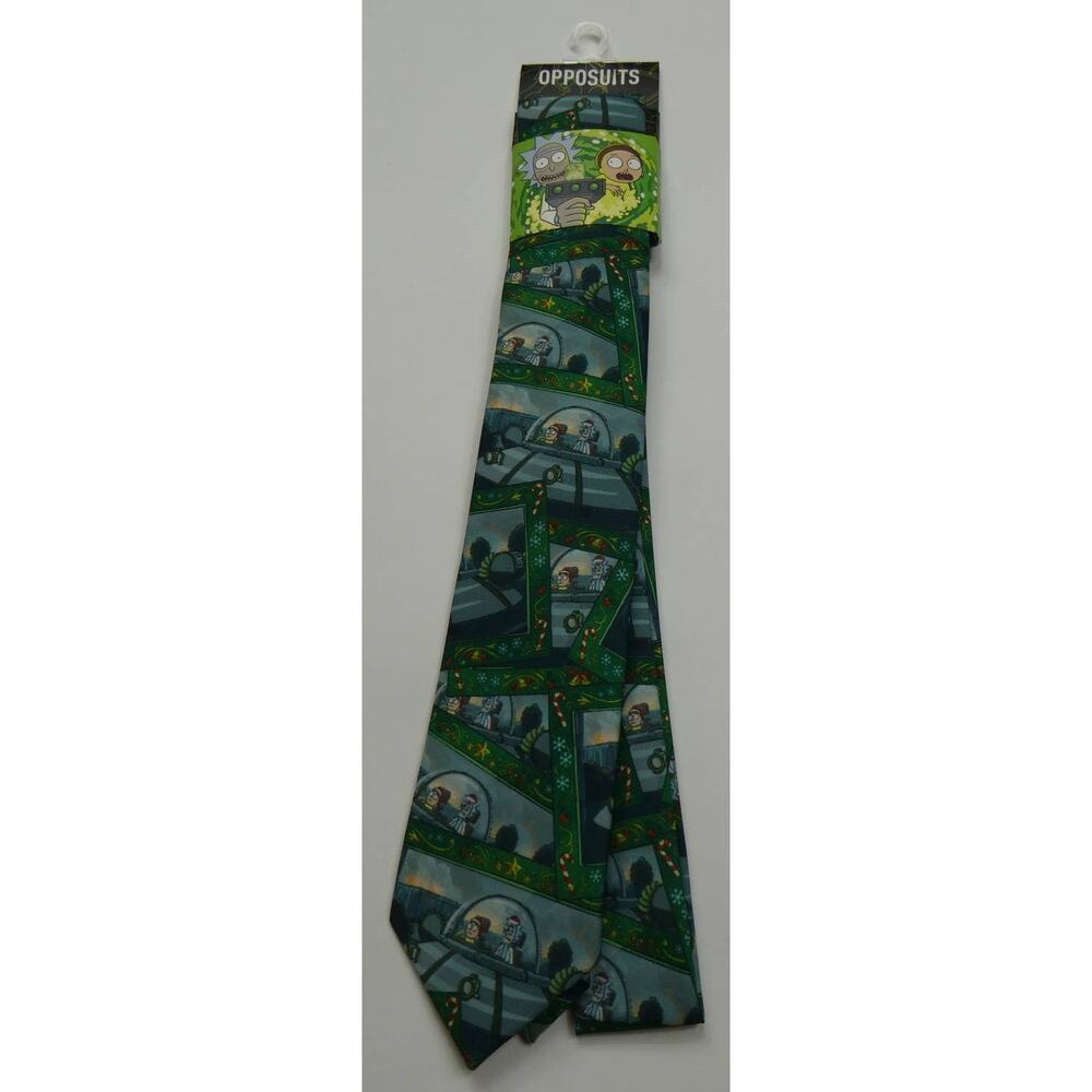 Rick and Morty UFO Alien Mens Neck Tie Necktie Adult Swim Opposuits NEW